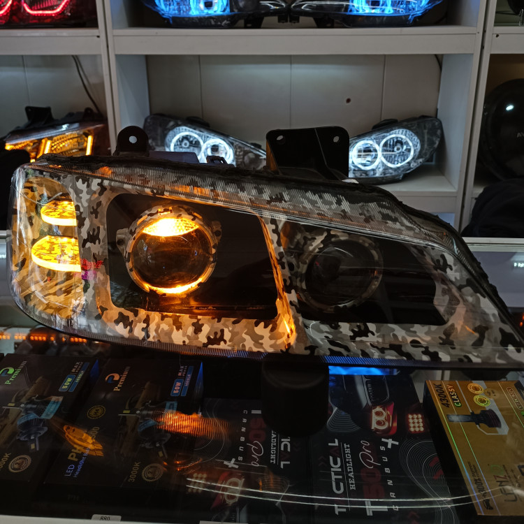 چراغ پژو پارس دبل لنز زیمر bi led و لنز aes
