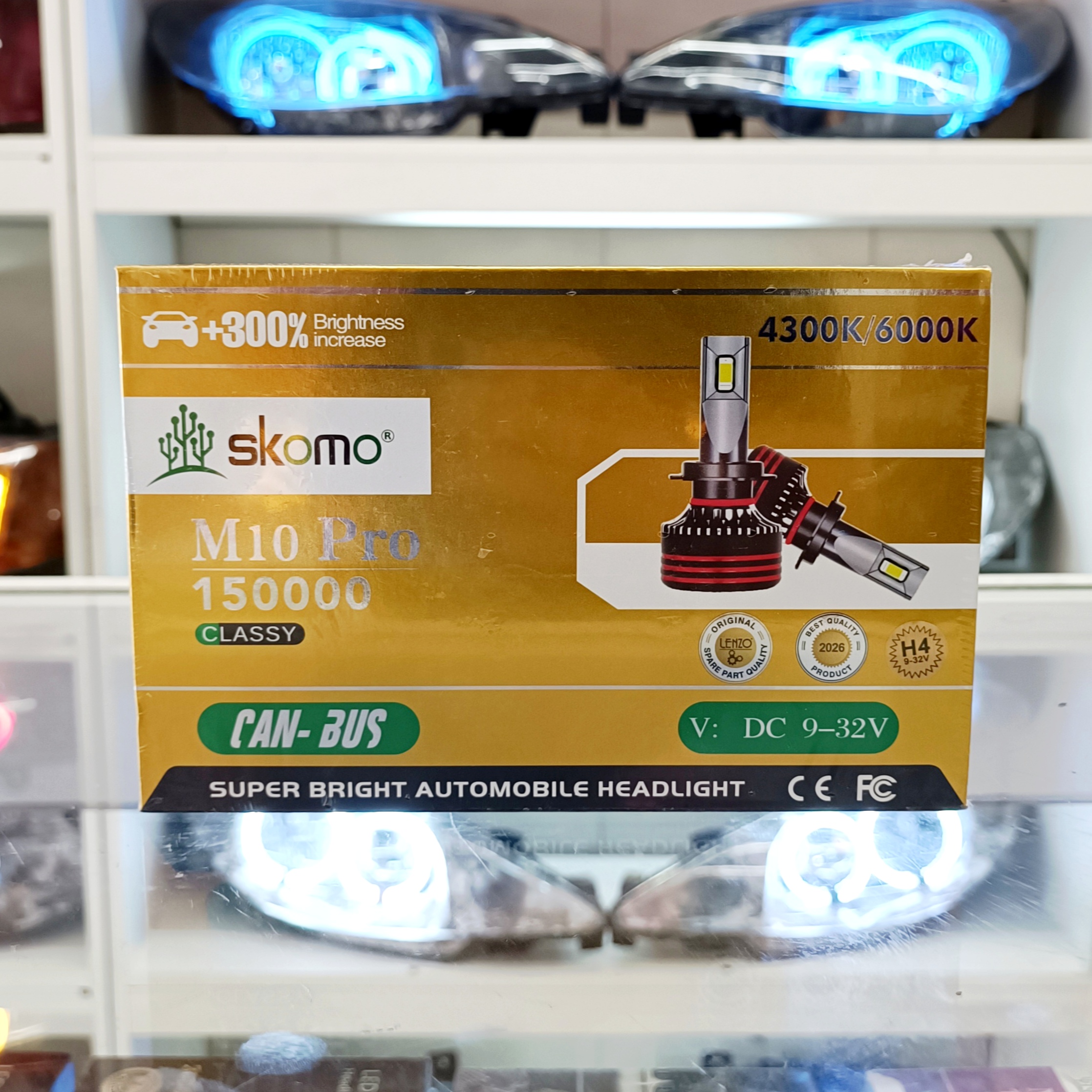 هدلایت برند لنزو مدل اسکومو m10pro پایه h4 نور استاندارد